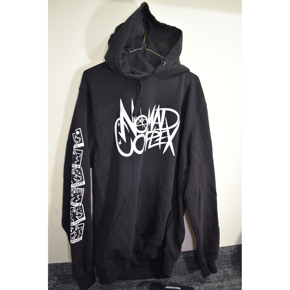 Nomad Complex Pawlaroid Black Graphic Hoodie MENS L Streetwear Rainbow Colors